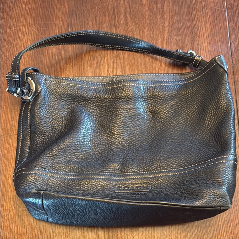 Coach Black pebbled leather Hobo Bag